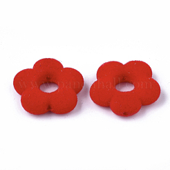 フロッキーアクリルビーズフレーム  花  ミックスカラー  19x19.5x5mm  穴：1mm  内径：6mm&nbsp;OACR-T005-05