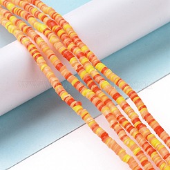 手作り樹脂粘土ビーズ連売り  ジュエリー工芸用品のDIY用  ヒシビーズ  ディスク/フラットラウンド  ライトサーモン  3x0.6~1.2mm  穴：1.6~1.8mm  約412個/連  15.94インチ（40.5cm）&nbsp;CLAY-R089-3mm-009