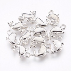 CCBプラスチックペンダント  イルカ  銀色のメッキ  20x11.5x5mm  穴：3mm&nbsp;LS-CCB-E052-05S