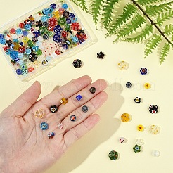140個 7種類の手作りミルフィオリガラスビーズ  mxied形状  ミックスカラー  6~12x6~12x3~6mm  穴：0.5~1mm  20個/スタイル&nbsp;LK-YW0001-11