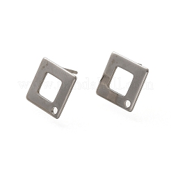 変色防止 304 ステンレススチール スタッドピアス金具  菱形  ステンレス鋼色  14x14mm  穴：1.4mm  ピン：1mm&nbsp;STAS-F311-17P