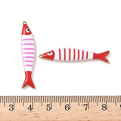 201 ステンレススチールエナメルペンダント  縞模様の魚のチャーム  ゴールドカラー  ミックスカラー  39.5x7.5x3.5mm  穴：1.2mm&nbsp;STAS-C138-02A-G