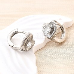 ハートブラスマイクロパヴェクリアキュービックジルコニアフープピアス  鉛フリー＆カドミウムフリー  長持ちメッキ  ラックめっき  プラチナ  10x12x9.5mm&nbsp;EJEW-Z121-05P
