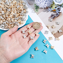 420個2色ccbプラスチックビーズ  蝶  DIYのジュエリーには  ゴールデン＆シルバー  10x12mm  穴：1.6mm  210個/カラー&nbsp;CCB-PA0001-23