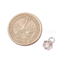 304ステンレススチールオープン丸カンとガラスビーズペンダント  ミックスカラー  10.5~11x8mm  穴：3mm  6個/セット&nbsp;PALLOY-JF03599-02