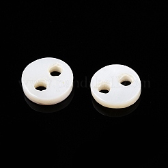 天然淡水シェルボタン  2穴  フラットラウンド  貝殻色  7~8x1~2mm  穴：1.5~1.6mm&nbsp;SHEL-N036-04