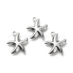 変色しない304ステンレススチールペンダント  ヒトデのチャーム  ステンレス鋼色  16x14x3.3mm  穴：1mm&nbsp;STAS-D243-09