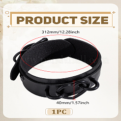 男性と女性のためのハートPUレザーブレスレット1個  鉄パーツ  ブラック  12-1/4インチ（31.2cm）&nbsp;BJEW-LP0003-56