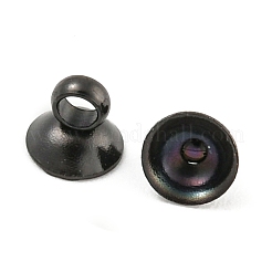 304ステンレススチールビーズキャップペンダントベイル  グローブガラスバブルカバーペンダント用  ブラック  4mm  穴：1.50mm&nbsp;STAS-G224-24B-06