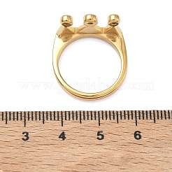 304ステンレススチール製マイクロパヴェキュービックジルコニアリング（女性用）  クラウン  ゴールドカラー  11mm  内径：17mm&nbsp;RJEW-F205-01F-G