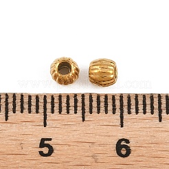 304ステンレススチールビーズ  段ボールビーズ  18KGP本金メッキ  イオンプレーティング（ip）  コラム  4x3.5mm  穴：1.2mm&nbsp;STAS-D394-02E-G