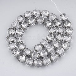 電気メッキガラスビーズセット  半分銀メッキ  多面カット  ラウンド  透明  8~8.5x7~8mm  穴：1mm  約40個/連  11.8インチ&nbsp;EGLA-T019-02I