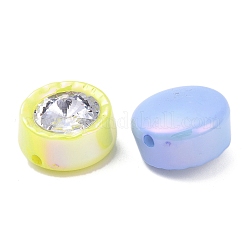 UV メッキ 虹色アクリル ラインストーン ビーズ付き  フラットラウンド  ミックスカラー  20.5x20.5x12.5mm  穴：2.5mm&nbsp;X-OACR-B021-07