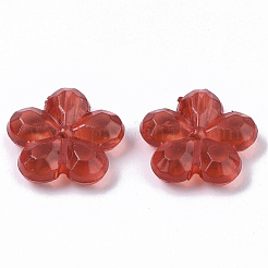 透明多面カットアクリルビーズ  花  ミックスカラー  14x14x4mm  穴：1.6mm  約128個/50g&nbsp;X-TACR-Q273-001