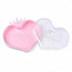 ポリスチレンプラスチックビーズコンテナ  キャンディートリートギフトボックス  結婚披露宴用梱包箱用  王冠とハート  ピンク  10.6x10.9x3.6cm  穴：7.5mm  コンパートメント：71.5x104mm&nbsp;CON-S043-064