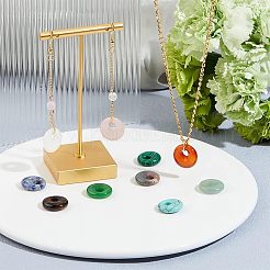 10個10スタイルの天然および合成宝石用原石のペンダント  ドーナツ/パイディスクチャーム  染めと未染色の混合  17.5~18.5x5.5mm  穴：5.5mm  1個/スタイル&nbsp;G-NB0003-90