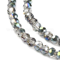 電気メッキガラスビーズセット  半分メッキ  ファセット（32ファセット）ラウンド  グリーン  3mm  穴：1mm  約100個/連  11.5インチ&nbsp;X-EGLA-D021-15