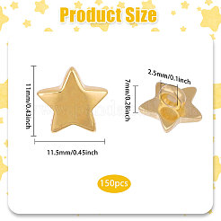 150穴ABSプラスチックシャンクボタン1個  スター  ゴールド  11x11.5x7mm  穴：2.5mm&nbsp;FIND-CA0010-40