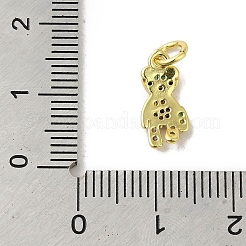 本物の 18k 金メッキ真鍮パヴェ カラフルなキュービックジルコニア ペンダント  カドミウムフリー＆ニッケルフリー＆鉛フリー  丸カン付き  クマ  13x6x2mm  穴：3mm&nbsp;KK-M283-06C-02