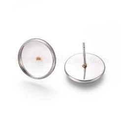 変色しにくい304ステンレススチールスタッドピアスセッティング  ステンレス鋼色  11.5mm  ピン：0.8mm  トレイ：10mm&nbsp;STAS-L182-16