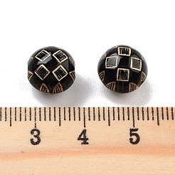 メッキアクリルビーズ  ゴールドライン入り  ラウンド  ブラック  10x9mm  穴：2mm  925個/ 500g&nbsp;OACR-Q084-03A
