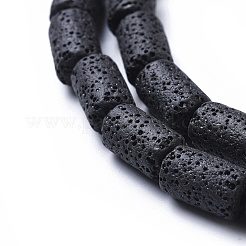 天然溶岩岩ビーズ連売り  染め  コラム  ブラック  直径約8mm  長さ14~15mm  穴：2~2.5mm  約27個/連  15.7インチ&nbsp;X-G450-B11