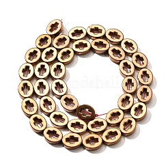 電気めっき合成非磁性ヘマタイト ビーズ 連売り  クロスとオーバル  銅メッキ  10x8x3mm  穴：0.9mm  約40個/連  15.75''（40センチメートル）&nbsp;G-L613-Z01-02D
