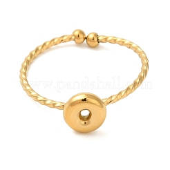 304ステンレススチールオープンカフリング  女性のためのジュエリー  18KGP本金メッキ  アルファベットのO  内径：19mm  文字：1mm&nbsp;RJEW-K261-02G-O