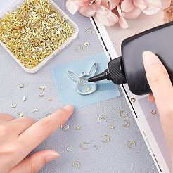 真鍮製コンピューターパッチカボション1800個  ネイルアートの装飾の付属品  diyクリスタルエポキシ樹脂材料充填  スター＆ムーン  ゴールデン＆シルバー&nbsp;MRMJ-OC0001-61