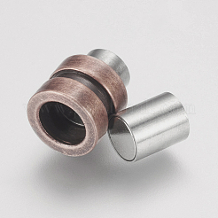 304ステンレススチール製マグネット留め具  コラム  アンティークローズゴールド  16x10mm  穴：6mm&nbsp;STAS-E144-052ARG