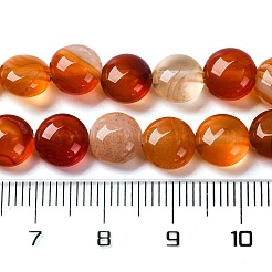 天然石赤瑪瑙ビーズ連売り  フラットラウンド  7.5~8x4.5~5mm  穴：1.2mm  約50~51個/連  14.57~15.35インチ（37~39cm）&nbsp;G-T047-A02-01