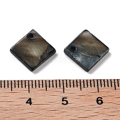 天然淡水貝の染色ペンダント  正方形  グレー  13.5x13x2mm  穴：1.4mm&nbsp;SHEL-D082-17B
