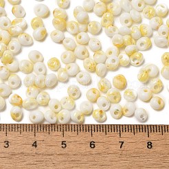 焼付塗装ガラスシードビーズ  丸い穴  ティアドロップ  きいろ  5~5.5x4~5x3~3.5mm  穴：1.2mm  約2500個/ポンド&nbsp;SEED-F006-01A-01