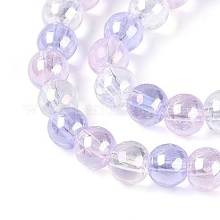 電気メッキガラスビーズセット  ラウンド  虹メッキ  ライラック  6~6.5mm  穴：0.7~1mm  約68~71個/連  14.17~15.35''（36~39センチメートル）&nbsp;EGLA-N019-6mm-06