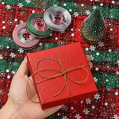 4 ロール 4 色の編組非弾性ビーズ糸  クリスマスパーティーの装飾のためのメタリックコール  ミックスカラー  0.6mm  約10.93ヤード（10m）/ロール  1ロール/色&nbsp;EW-YW0001-15