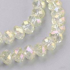 電気メッキガラスビーズセット  ABカラーメッキ  多面カット  ロンデル  シャンパンイエロー  6x4~5mm  穴：0.8~1mm  約80~85個/連  36~38cm&nbsp;X-GLAA-K027-02AB