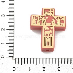 シリコーン焦点ビーズ  クロス  インディアンレッド  29x24x10mm  穴：3mm&nbsp;SIL-A012-01B