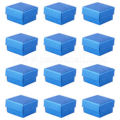 紙製梱包リングボックス12個  蓋とスポンジマット付き  正方形  マリンブルー  5x5x3.1cm&nbsp;CON-TA0001-42C