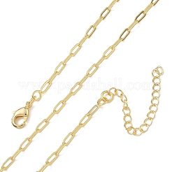 女性用2.4mm真鍮ペーパークリップチェーンネックレス  長持ちメッキ  ゴールドカラー  16.14インチ（41cm）&nbsp;KK-CBA2293-17G