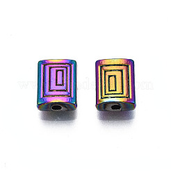 ラックメッキレインボーカラーアロイビーズ  カドミウムフリー＆ニッケルフリー＆鉛フリー  長方形  8.5x6.5x3mm  穴：1.2~1.5mm&nbsp;PALLOY-S180-358