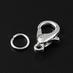 50個の亜鉛合金カニカン  430個の鉄製オープン丸カン付き  銀  12x6mm&nbsp;PALLOY-YW0001-32