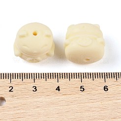 合成シェルと樹脂ビーズ  幸運の猫  ベージュ  17x17.5x16mm  穴：1.6mm&nbsp;BSHE-G036-12