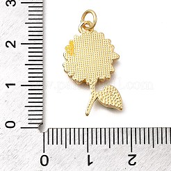 真鍮製エナメルペンダント  丸カン付き  ひまわりチャーム  18KGP本金メッキ  ゴールド  22.5x13.5x1.5mm  穴：3.5mm&nbsp;KK-Z125-21G