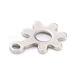 変色しない201ステンレススチールチャーム  花  ステンレス鋼色  11x8.5x0.8mm  穴：1.2mm&nbsp;STAS-F266-14P