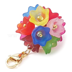 アジサイの花のアクリルペンダント装飾  304ステンレススチール製カニカン留め具、バッグ飾り用チャーム  カラフル  36mm&nbsp;HJEW-TA00294