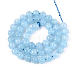 天然石クォーツビーズ連売り  染め  ラウンド  ライトスカイブルー  8mm  穴：1mm  約47個/連  14.96''（38センチメートル）&nbsp;G-T144-8mm-10A