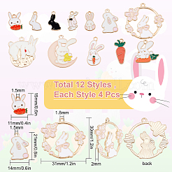 48本12スタイルアロイエナメルペンダント  混合図形  ミックスカラー  15~30x10~31x1~2mm  穴：1.4~2mm  4個/スタイル&nbsp;ENAM-SC0002-83