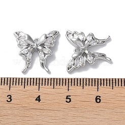 ガラスチャーム  真鍮パーツ  バタフライチャーム  プラチナメッキ  15.5x16x3.5mm  穴：1.2mm&nbsp;KK-F867-04P