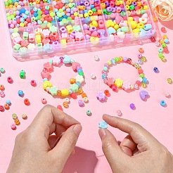 DIYブレスレットキット  プラスチックビーズを含む  アクリルビーズ  透明な弾性クリスタルスレッド  ミックスカラー  9.5x11x5mm  穴：2mm  45pc&nbsp;DIY-YW0009-08