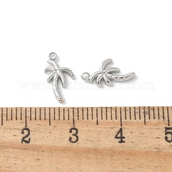 304ステンレススチールチャーム  ココナッツツリーチャーム  変色防止  ステンレス鋼色  11.5x6x1.5mm  穴：1.2mm&nbsp;STAS-Z122-35P